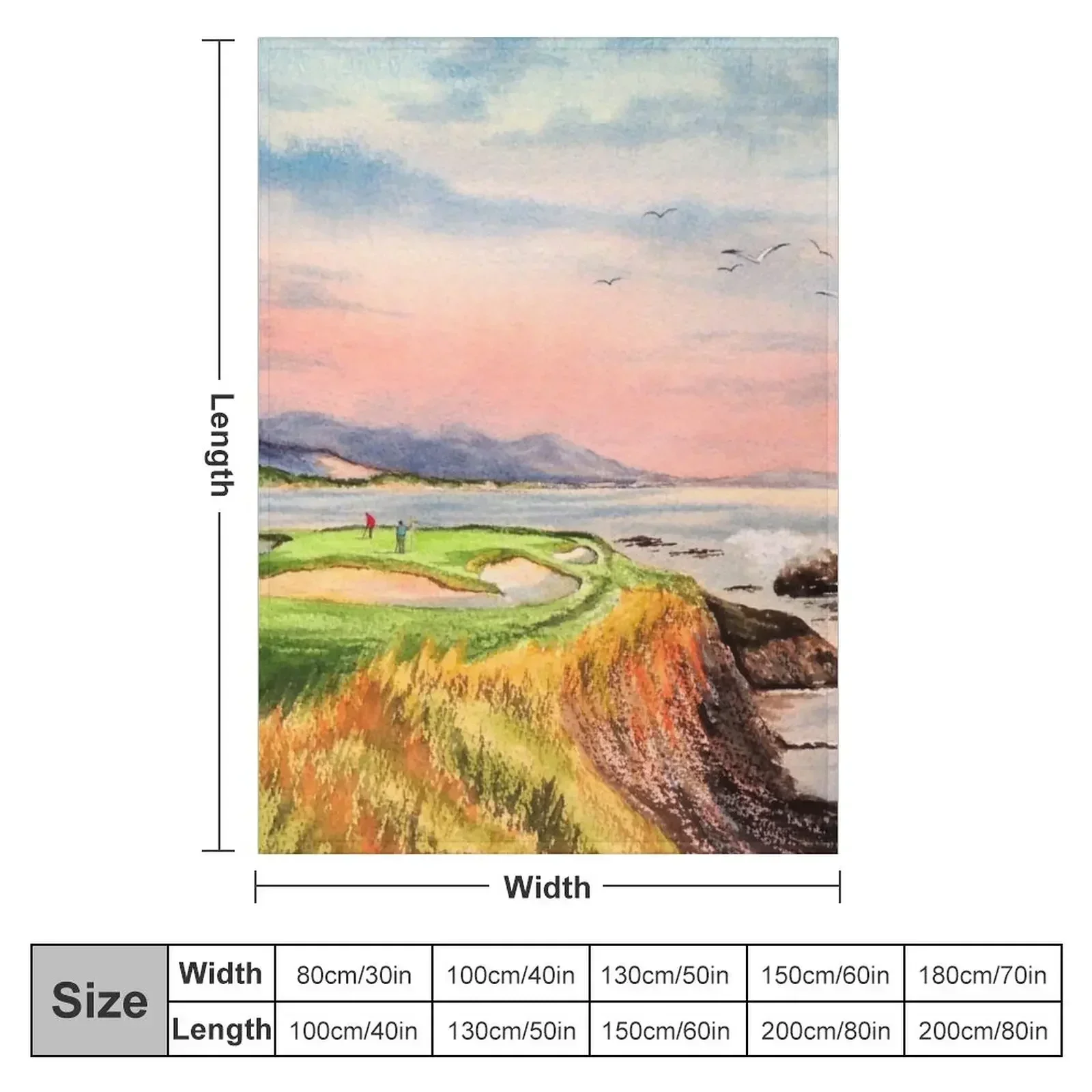 Pebble Beach Golf Course 7th Hole Throw Blanket Nap blankets ands Polar Luxury Brand Hair Multi-Purpose Blankets