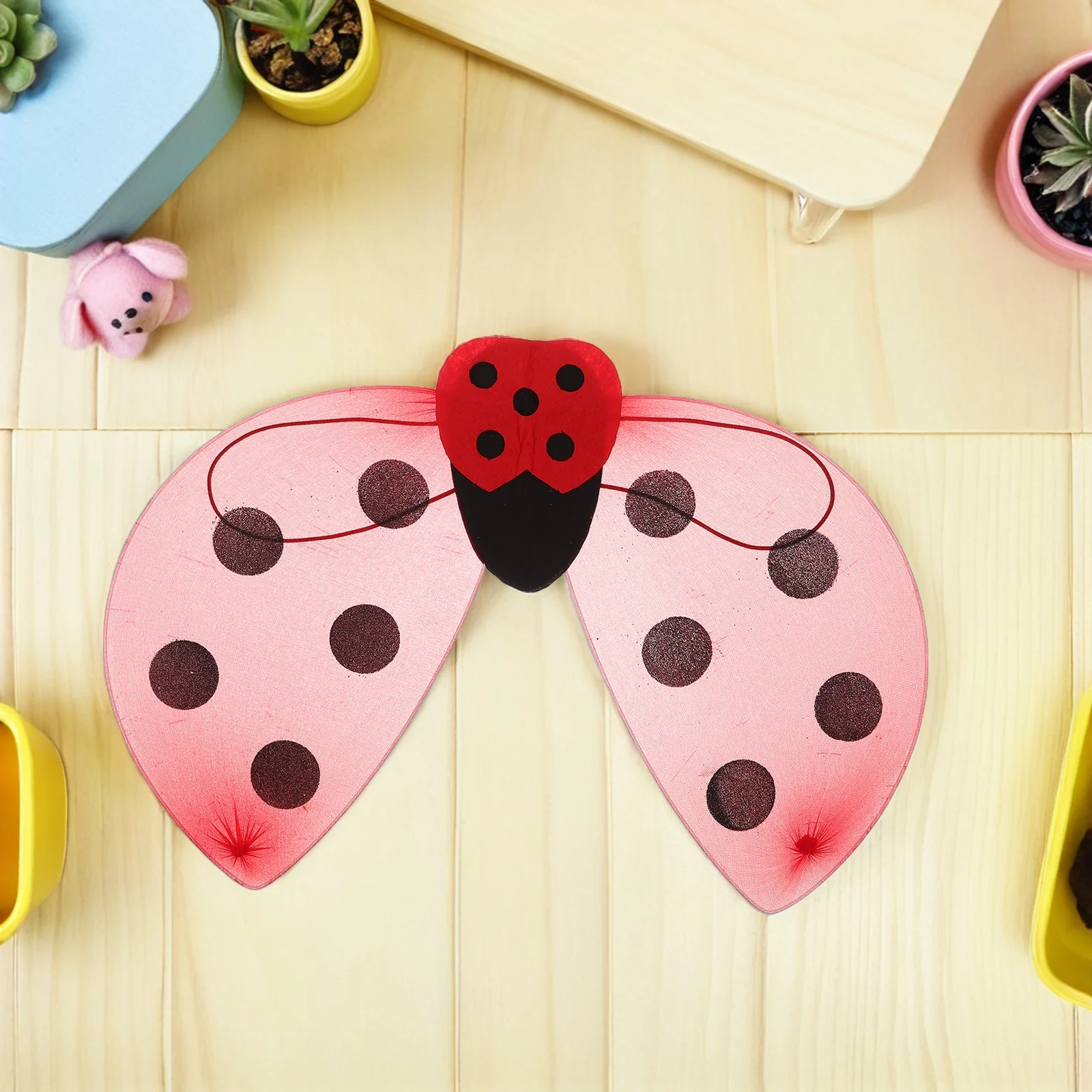 Ladybug Wings Costume for Girls - Dress Up Wing Props for Cosplay Party Festival Performance Lightweight Comfortable Child