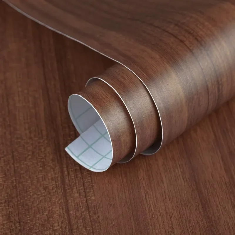 Brown Wood Grain Removable Waterproof PVC Wallpaper Peel Stick for Kitchen Renovation Outdoor Use Home Decor Protective Film