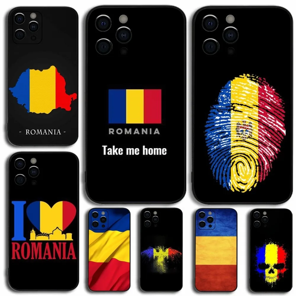 

Romania Flag Phone Case For Apple iPhone 15,14,13,12,11,Pro,X,XS,Max,XR,Plus,Mini Soft Black Cover
