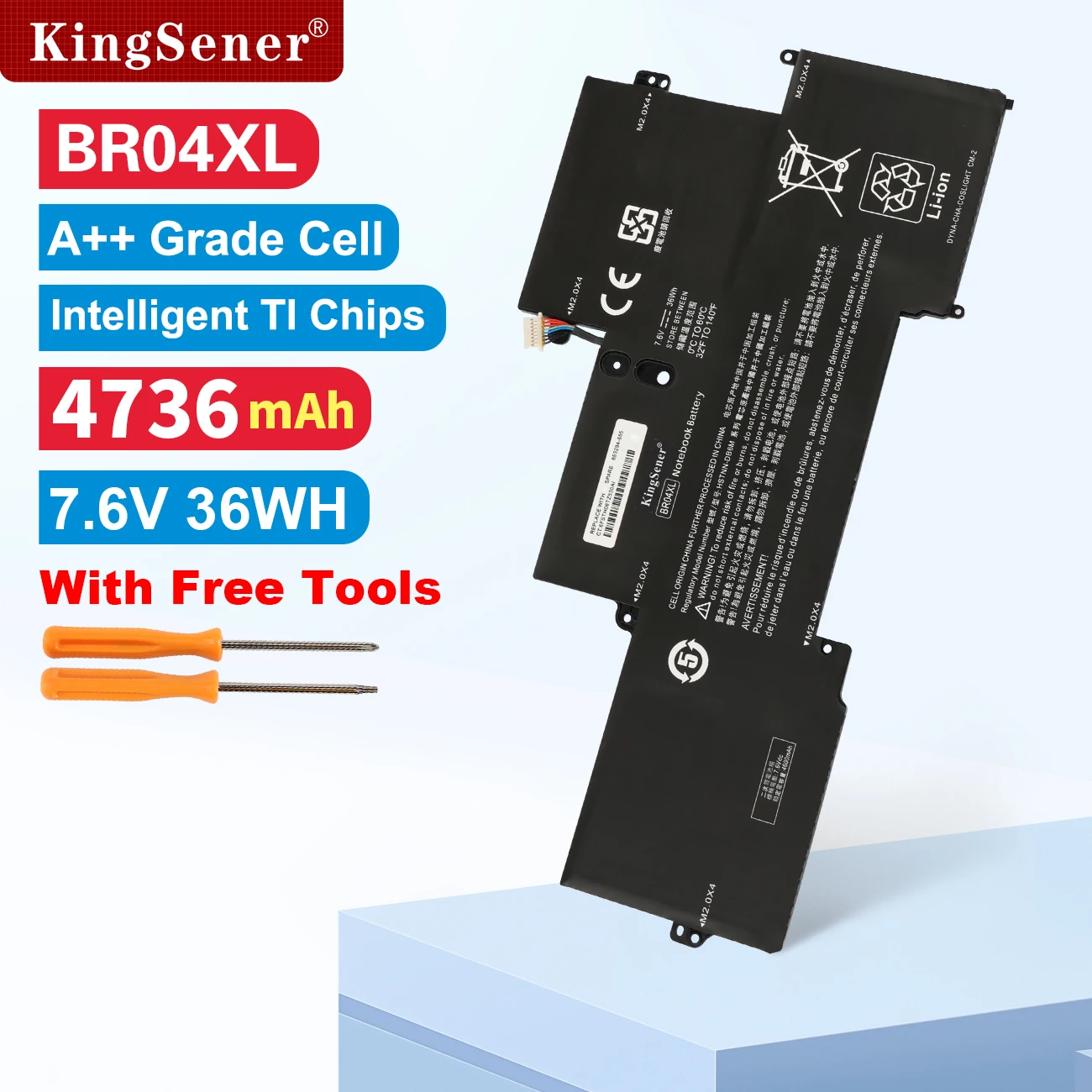 

KingSener BR04XL Сменный аккумулятор для ноутбука HP EliteBook 1020 1040 G1 G2 серии HSTNN-DB6M 760605-005 HSTNN-I26C 7,6 В 36 Втч