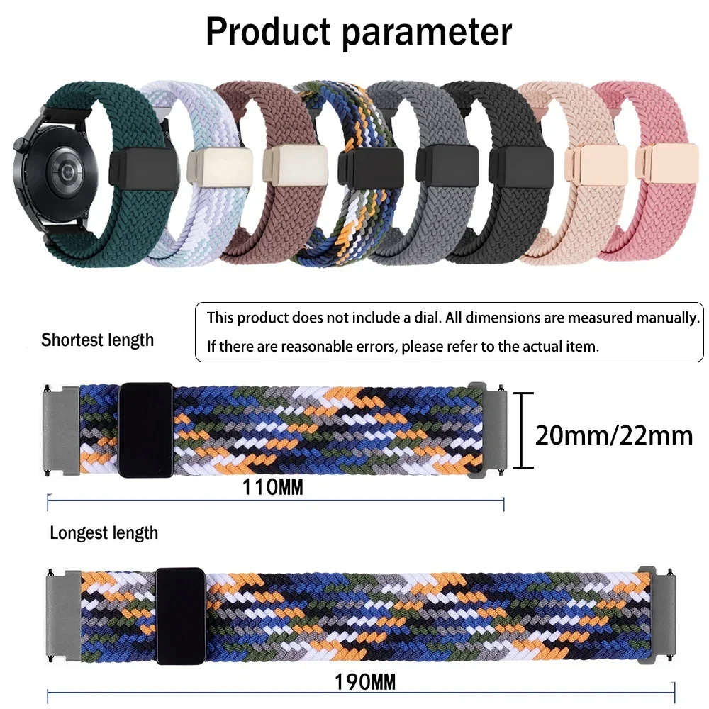 20mm 22mm Braided Strap For Samsung Galaxy Watch 7/ 7 LTE 44mm Watch6 4 5Pro 45mm Magnetic Bracelet Huawei Watch 5/GT 7 Pro Band