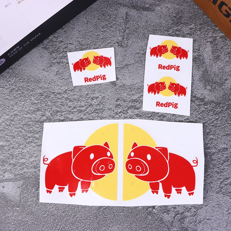 

{MX} Funny Red Pig Bicycle Front Fork Top Tube Stickers MTB Bike Handlebar Helmet Decals Cycling Team Decorative Sticker