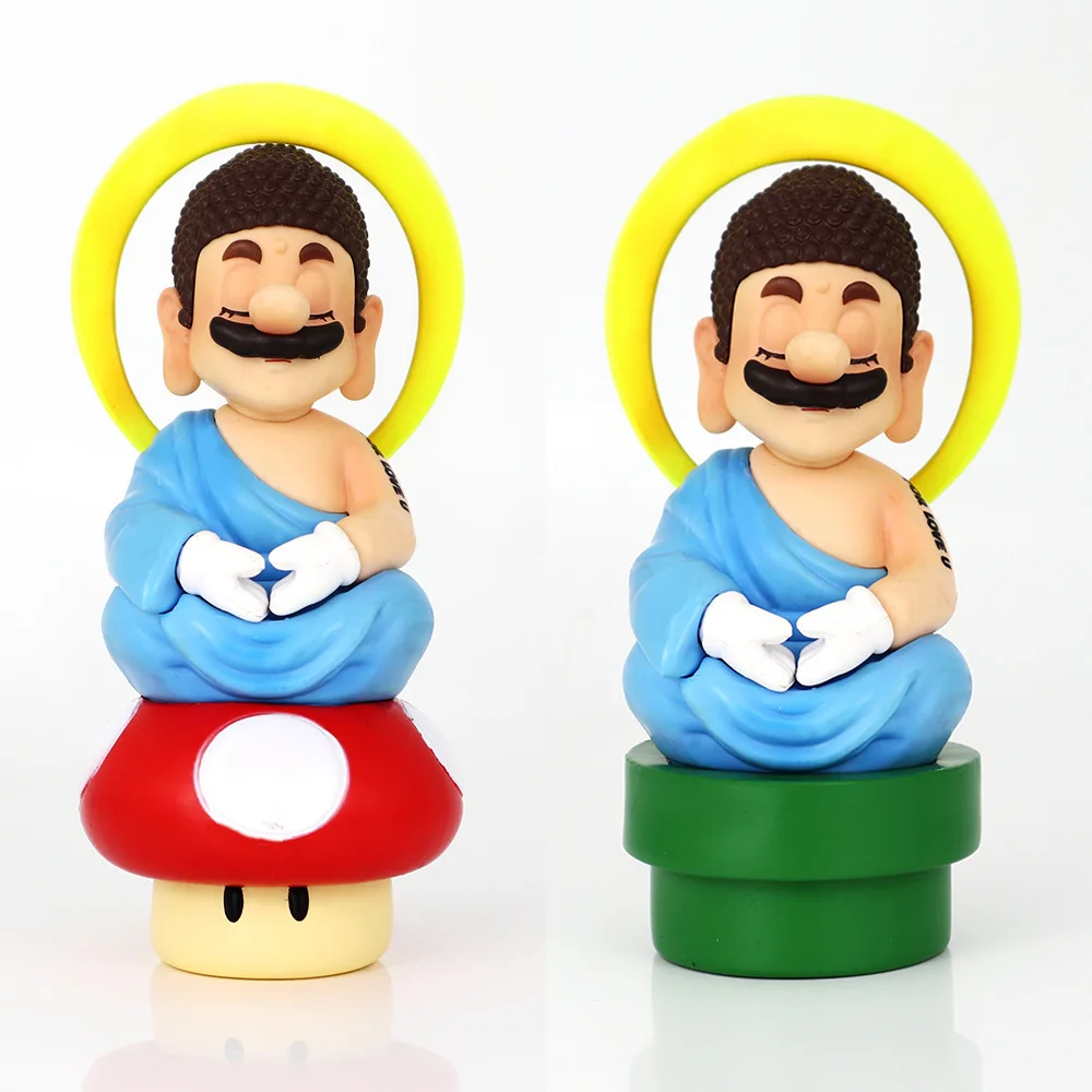 14cm Super Mario Bros Cosplay Buddha Action Figure PVC GK Model Creative Toys Room Desktop Car Decorative Ornament Birthday Gift