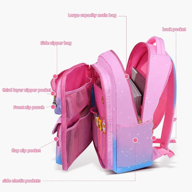 Grundschule Schult asche Farbverlauf Regenbogen Farbe Kinder rucksack leichter wasserdichter Rucksack für Mädchen 6-12 Jahre alt