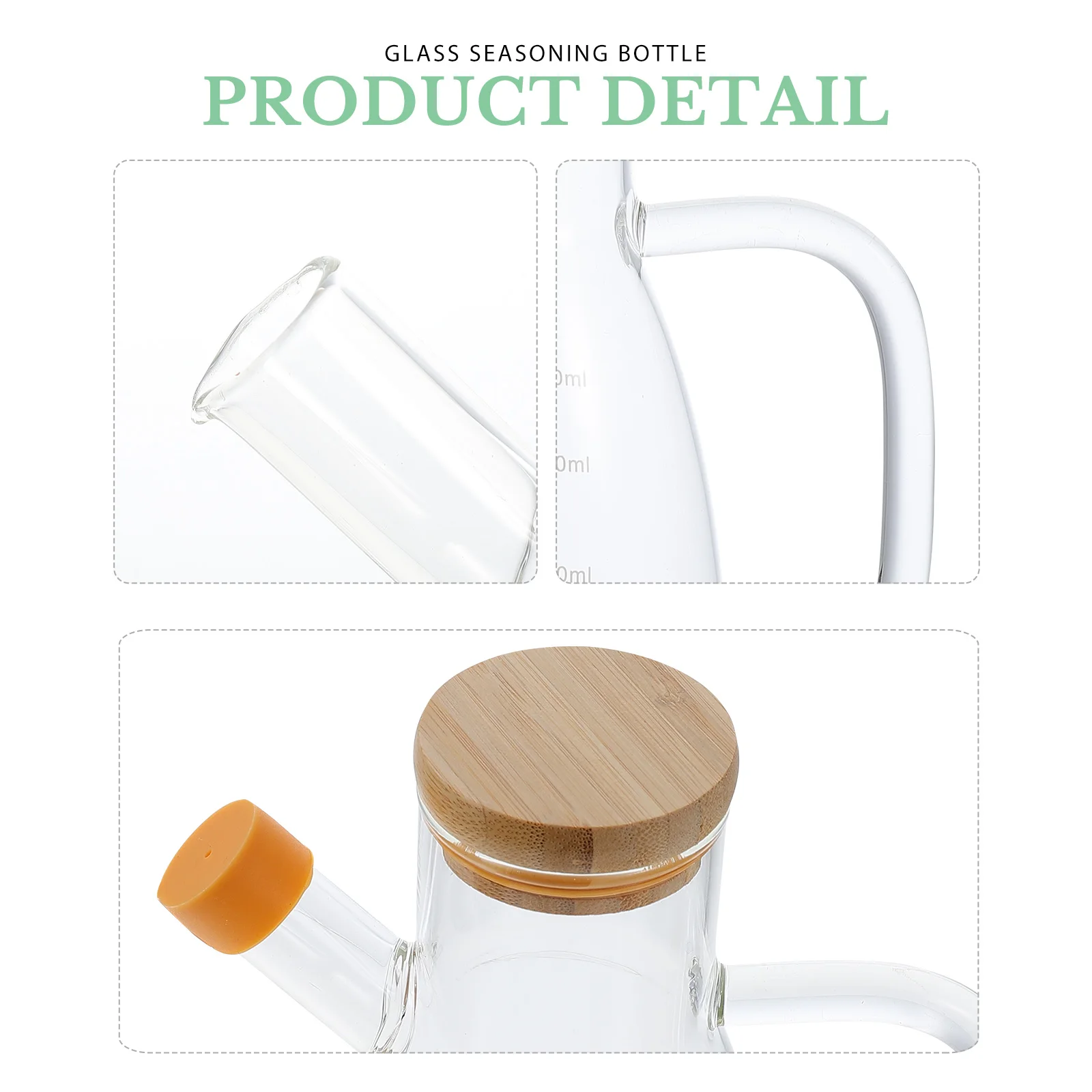 

Bamboo Lid Glass Oil Bottle Clear Transparent Seasoning Container for Home Kitchen Bar Restaurant Long Lasting Dust for Home