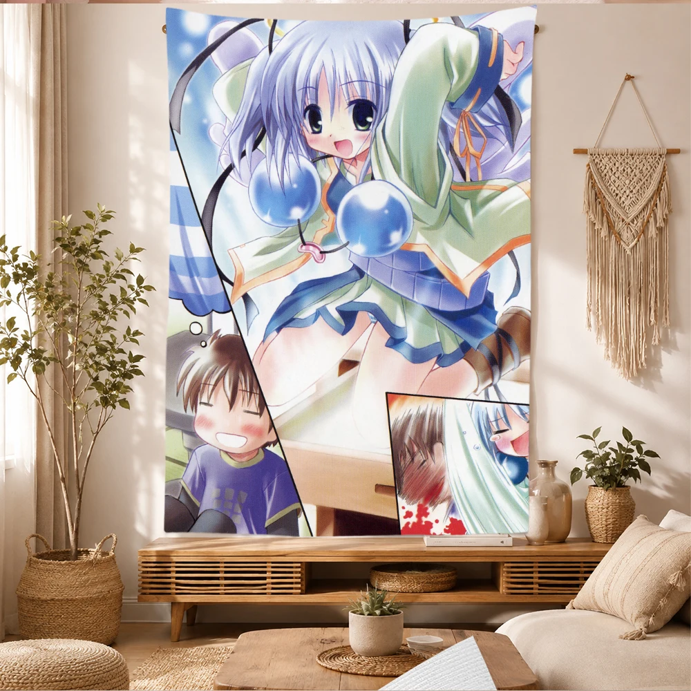 Angel Dokuro-chan Tapestry Wall Hanging Blue Hair Orb Weapon Anime Manga Panel Art Bedroom Dorm Home Decor Fans Gifts