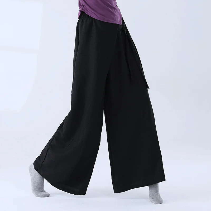 Брюки для современного танца, женские струящиеся широкие брюки для классической практики, свободная удобная тренировочная танцевальная одежда для взрослых