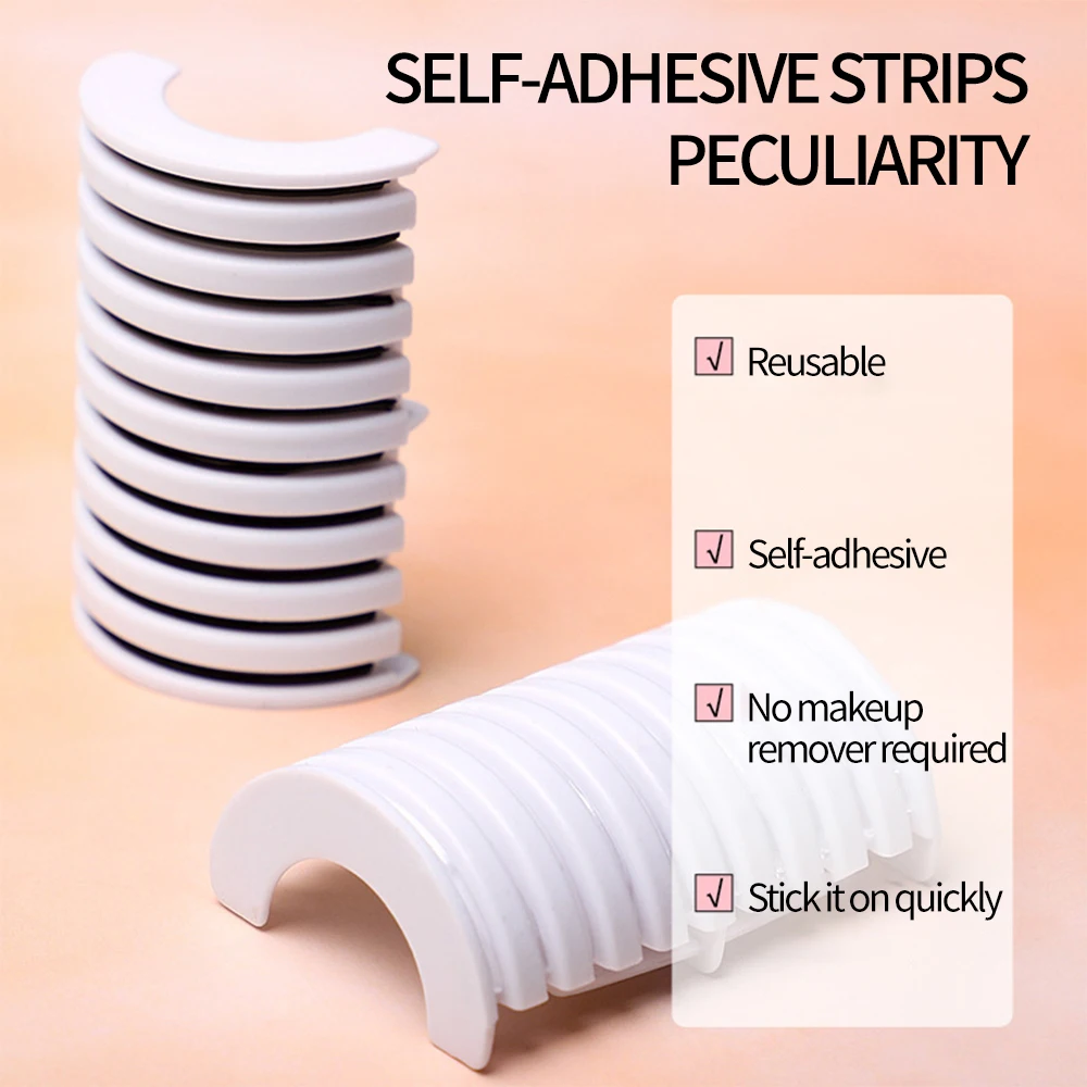 10 pezzi striscia di colla per ciglia riutilizzabile autoadesiva senza colla estensioni di sollevamento delle ciglia accessori strumenti per il trucco striscia di colla per ciglia