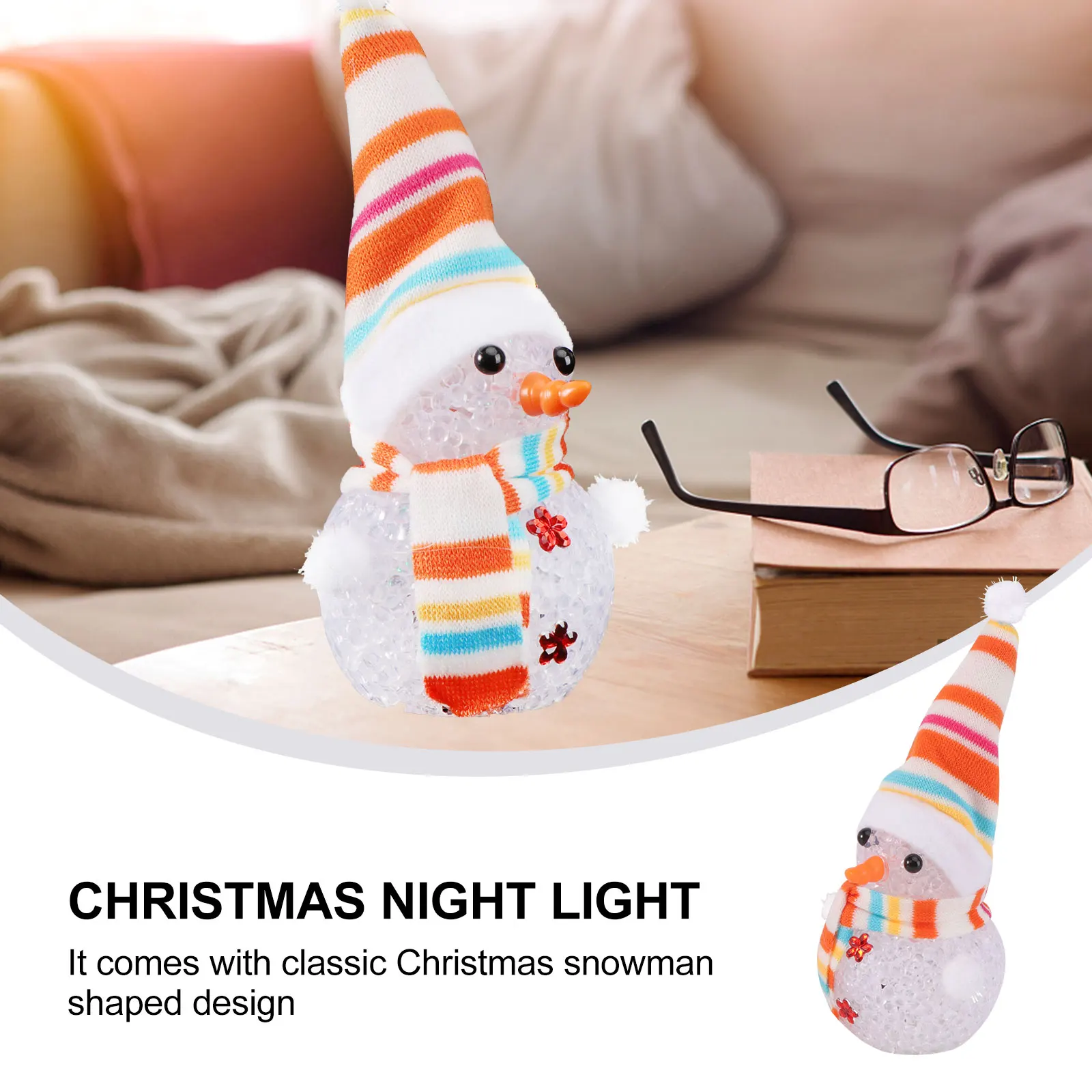 

3 Pcs Decor Crystal Snowman Night Light Christmas Nightlight Desk Decorations Lights