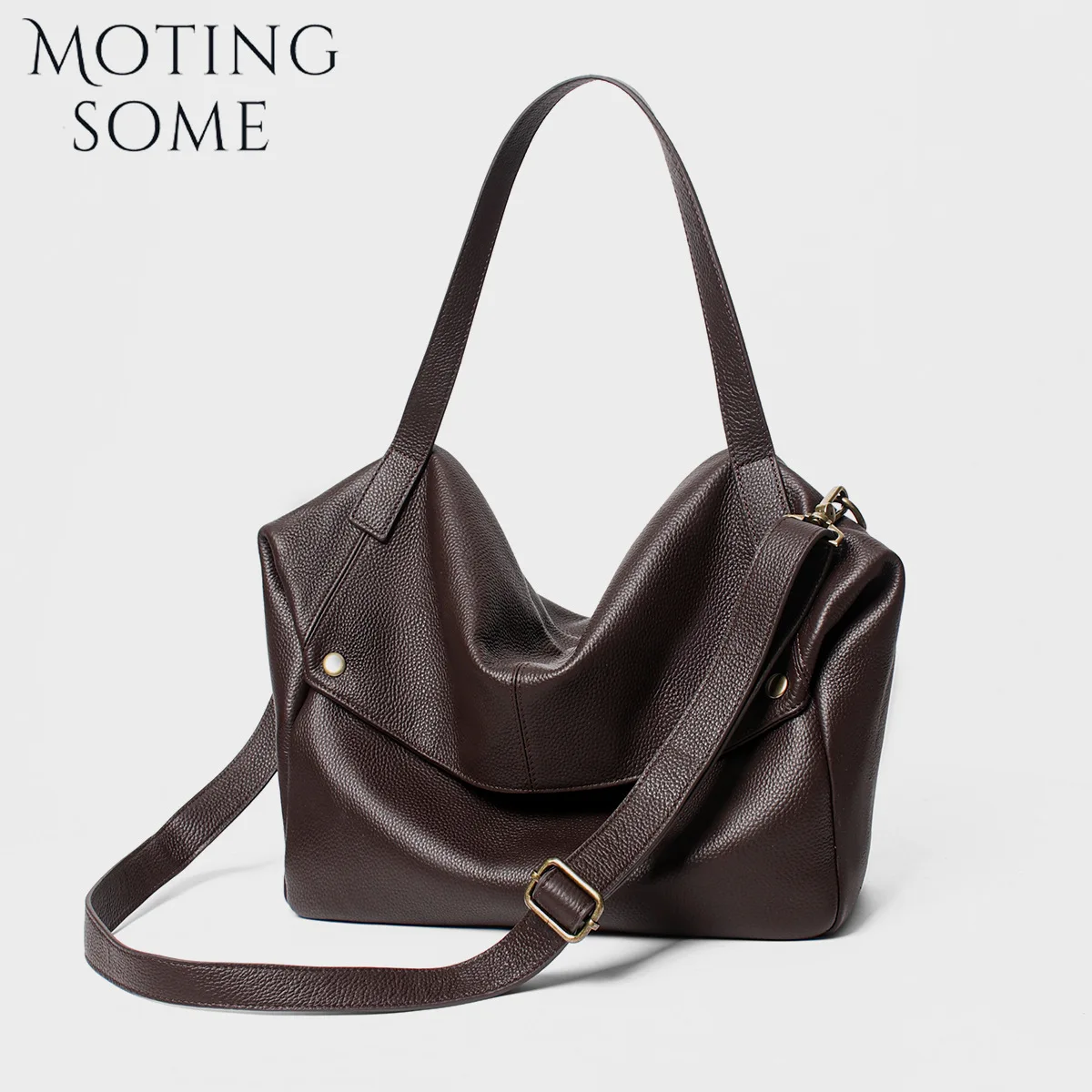 MOTINGOMSE Soft Cowhide Causal Tote Woman Bag Luxury Full Grain Genuine Leather 2026 New in Oversize Shoulder Messenger Handbag