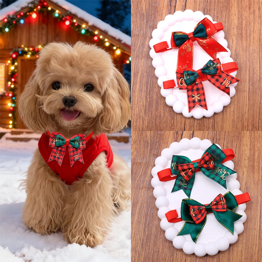 

30 шт. изысканные галстуки-бабочки для собак на Рождество, уход за домашними животными, модный ошейник-бабочка для маленьких собак и кошек, аксессуары для шеи домашних животных