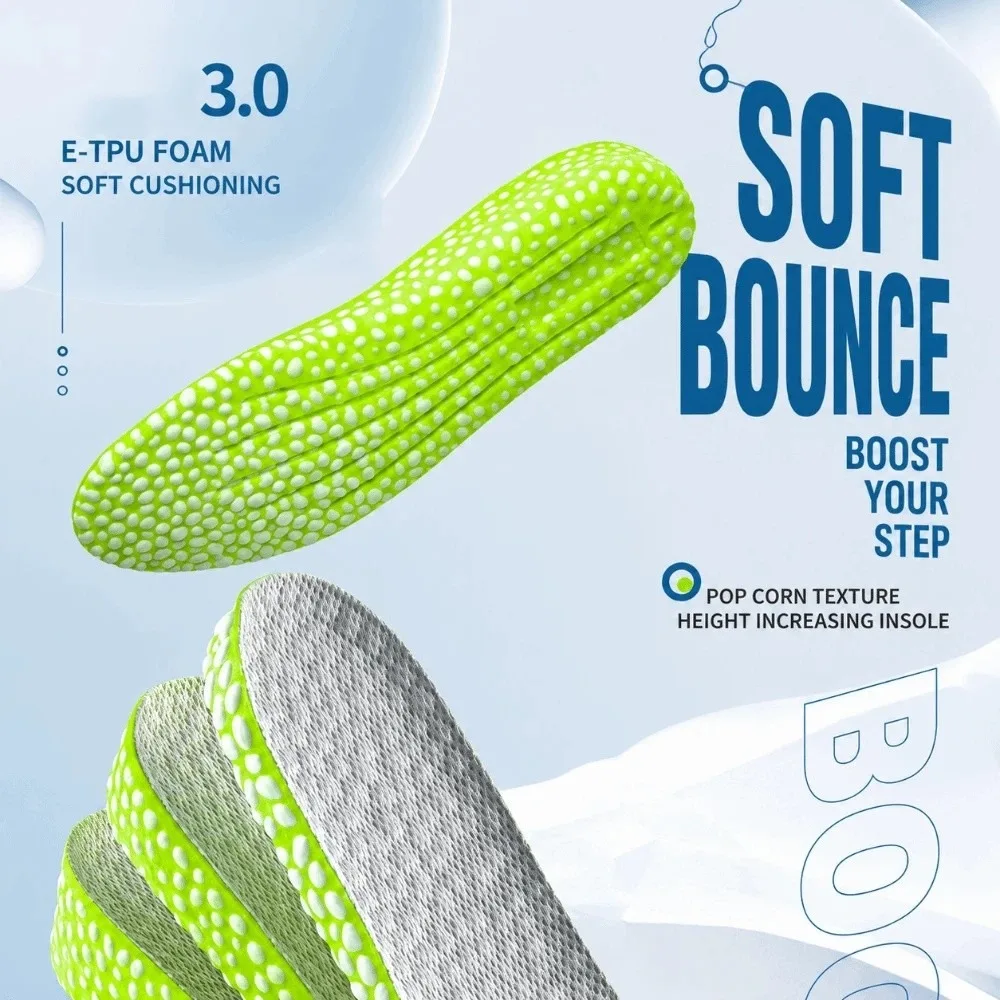 1Pair Invisible Height Increase Insoles Breathable Soft Comfort Elevator Shoe Inserts Super Elastic 2.5/3.5cm Height