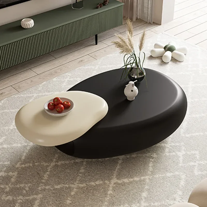 Rotating coffee table oval living room household small apartment modern simple light luxury high sense movable