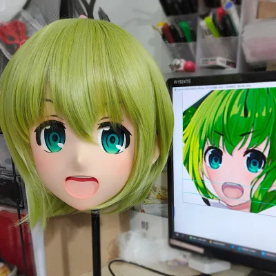 

(GLA046)Customize Character Resin Half Head Japanese Animego Cosplay Crossdressing Doll Anime Kigurumi Mask With Eyes And Wig