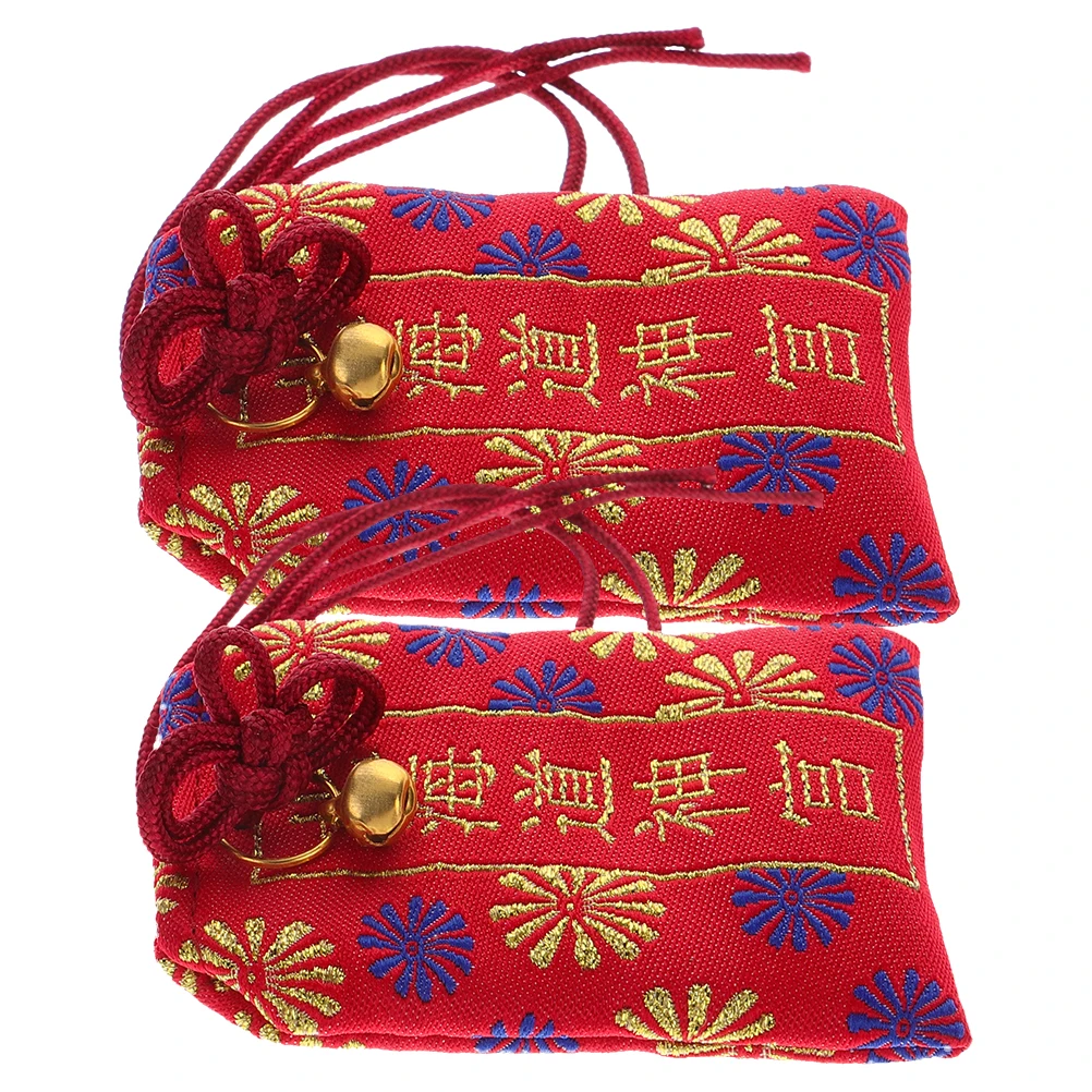 

2 pcs Japanese Style Omamori Peace Lucky Car Charm Brocade Hanging Bag Fortune Pendant for Home Office