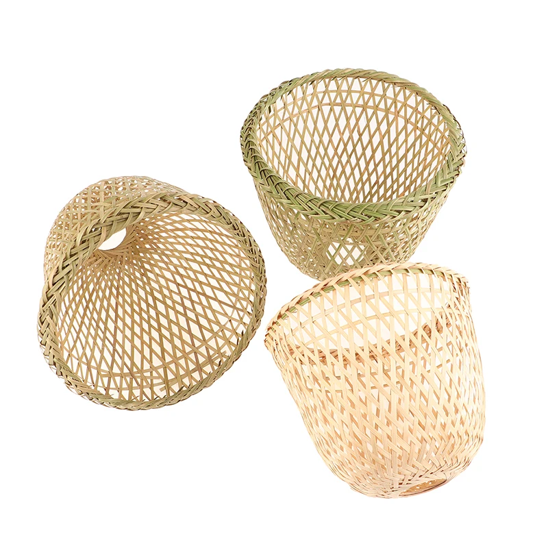 1PCS Lamp Shade Rattan Light Cover Ceiling Pendant Wicker Bamboo Woven Chandelier Shades Bulb Floor Table Cage Lampshades