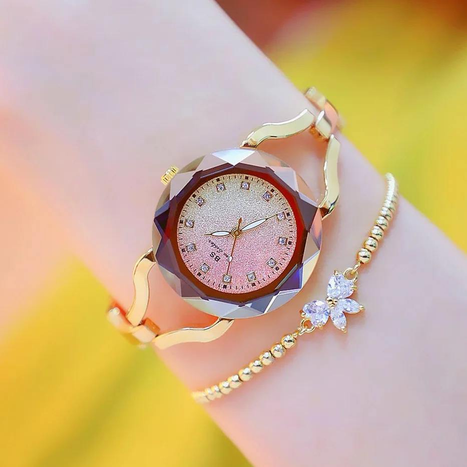 ZH41 New Fashion Women's Watch List Water Diamond Sunset Pink Dreamy Starry Sky Waterproof Quartz Watch