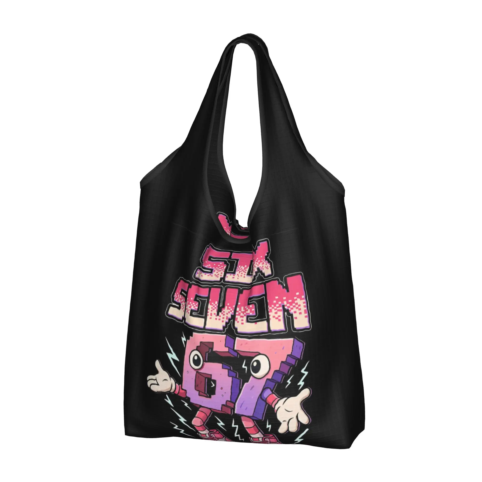 Recycling Six Seven 67 Shopping Bag Women Tote Bag Portable  Grocery Shopper Bags