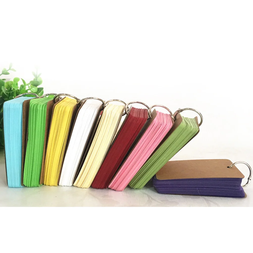 6Pcs Kraft Paper Binder Ring Flash Cards Blank Portable Notepads for Students DIY Word Study Cards Memo Refillable