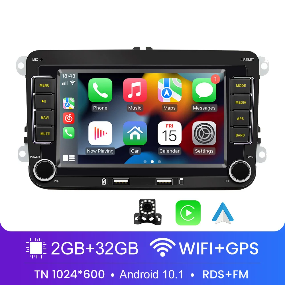 2 Din Auto Radio Voor Volkswagen Vw Golf Polo Skoda Passat Jetta Android 10 Auto Multimedia Speler Gps Wifi Carplay Android Auto