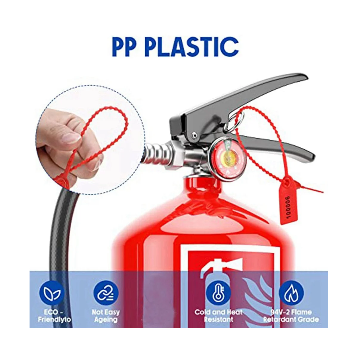 Imagem -05 - Etiquetas de Segurança do Extintor de Incêndio Selos de Tamper de Plástico Etiquetas Numeradas Zip Gravatas 1000 Pcs