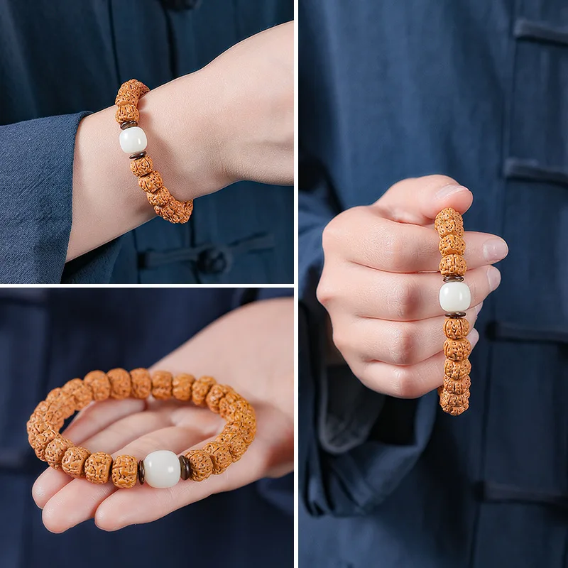 Natural Nepal Rudraksha Single Circle Bracelet Gaomi Corpulent Men's Cultural Artifact Prayer Beads Bracelet Factory Wholesale