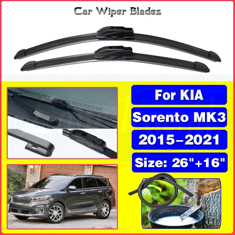 Wiper Front Wiper Blades For KIA Sorento MK3 2015 2016 2017 2018 2019 2020 2021 Windshield Windscreen Front Window 26