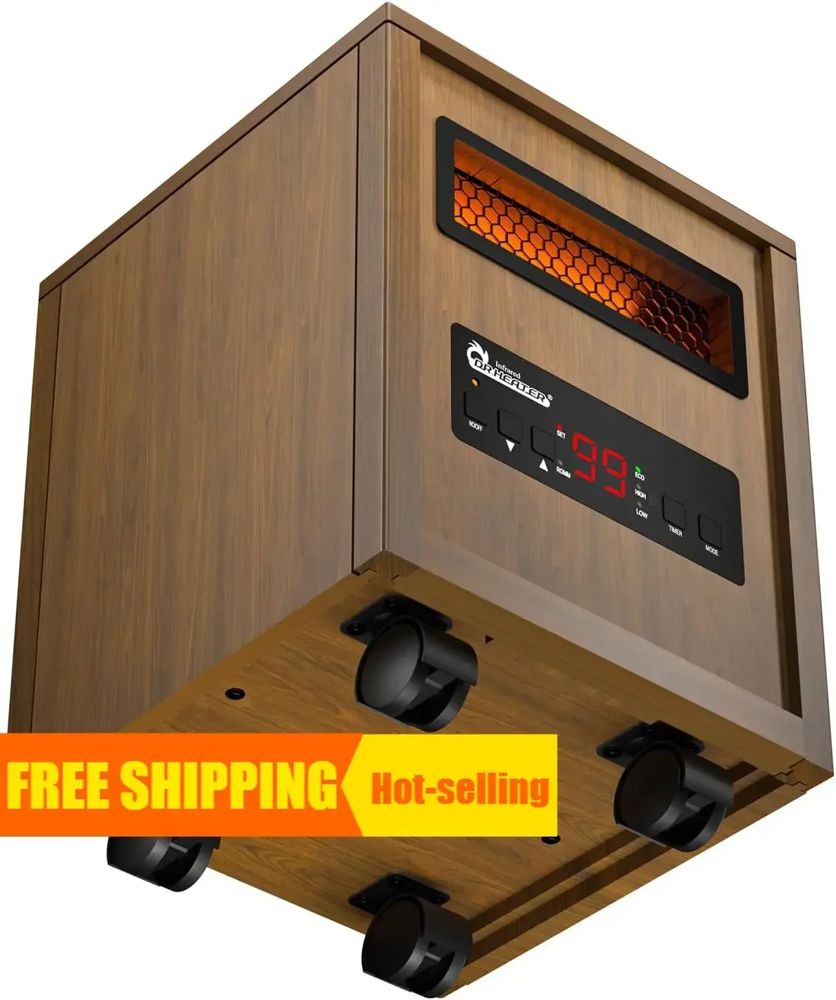 

Горячая распродажа! Эксклюзивное предложение: Портативный комнатный обогреватель DR-123 с пультом ДУ, 1500 Вт, двойное нагревание, 4 колеса для передвижения, Pro.