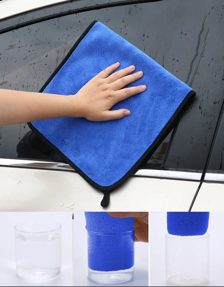 Serviette en Microcarence pour Lavage de Voiture, Chiffons de vaccage Doux et Épais, Double Couche, 30/40/60cm