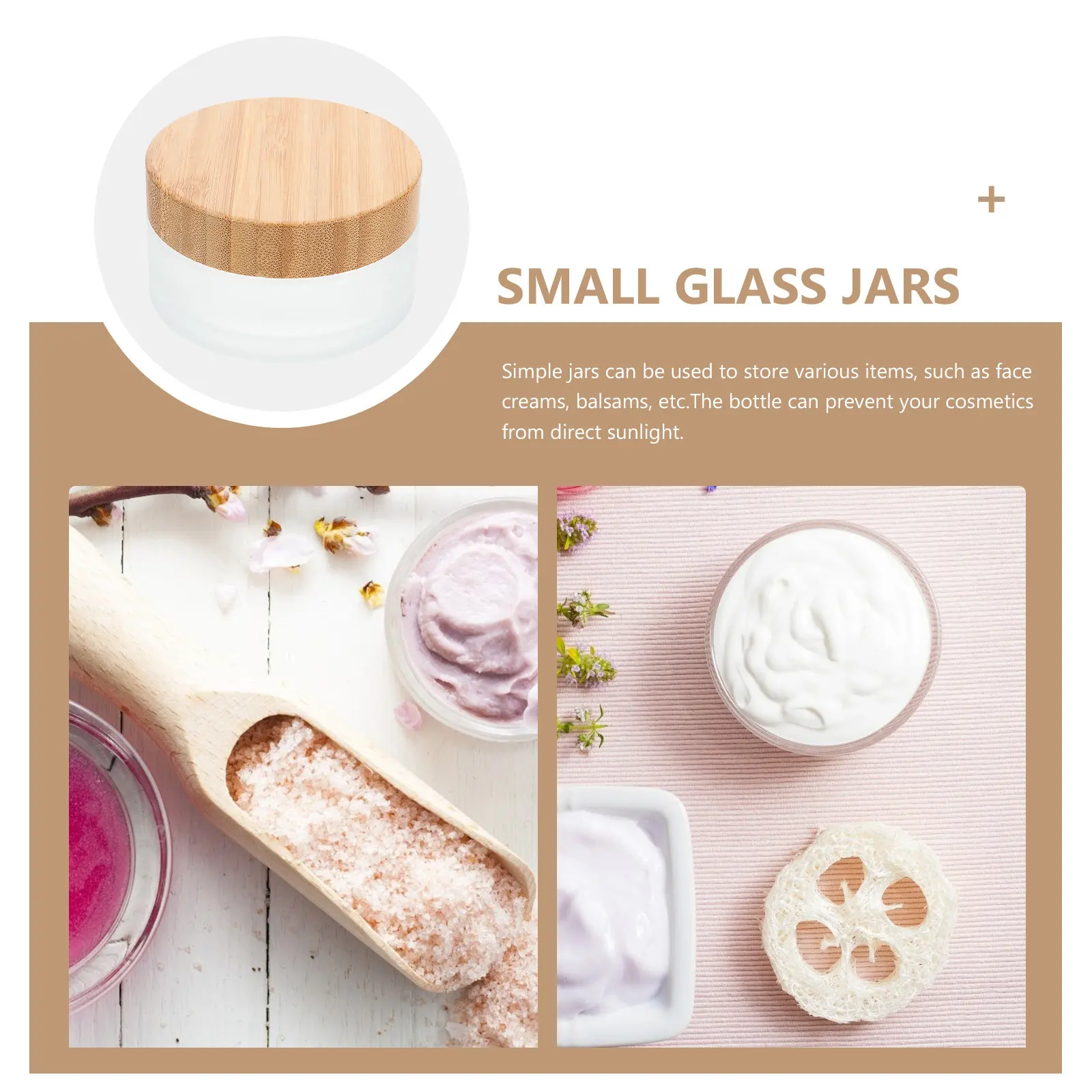 

2 шт. стеклянные баночки с бамбуковыми крышками, маленькие многоразовые емкости для хранения крема для лица, бальзама для губ, уходовой косметики, баттера для тела