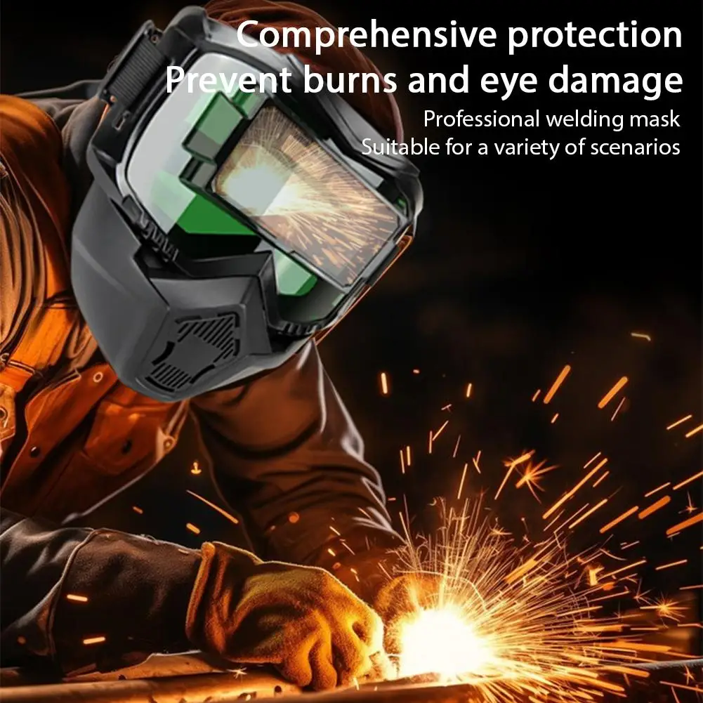 Óculos de Soldagem com Escurecimento Automático Ajustável, Equipamento de Proteção para Trabalho, Protetor Facial, Máscara de Soldador Resistente a Impactos