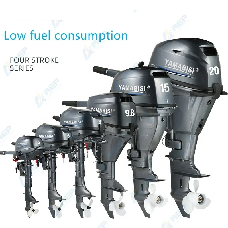 9.8hp 4 Stroke Boat Engine Tiller Control Outboard Motor with Water Cooling System 209cc for Boats Kayaks Vessels