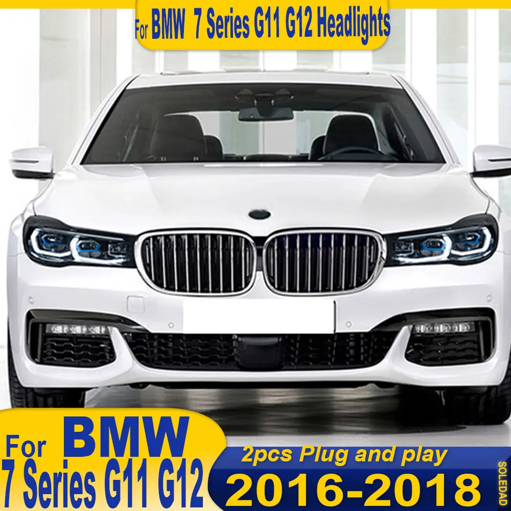 Car for BMW 7 Series G11 G12 Headlight Assembly 2016-2018 Modification New Blue Frame LED Lens Daytime Running Light Turn Signal