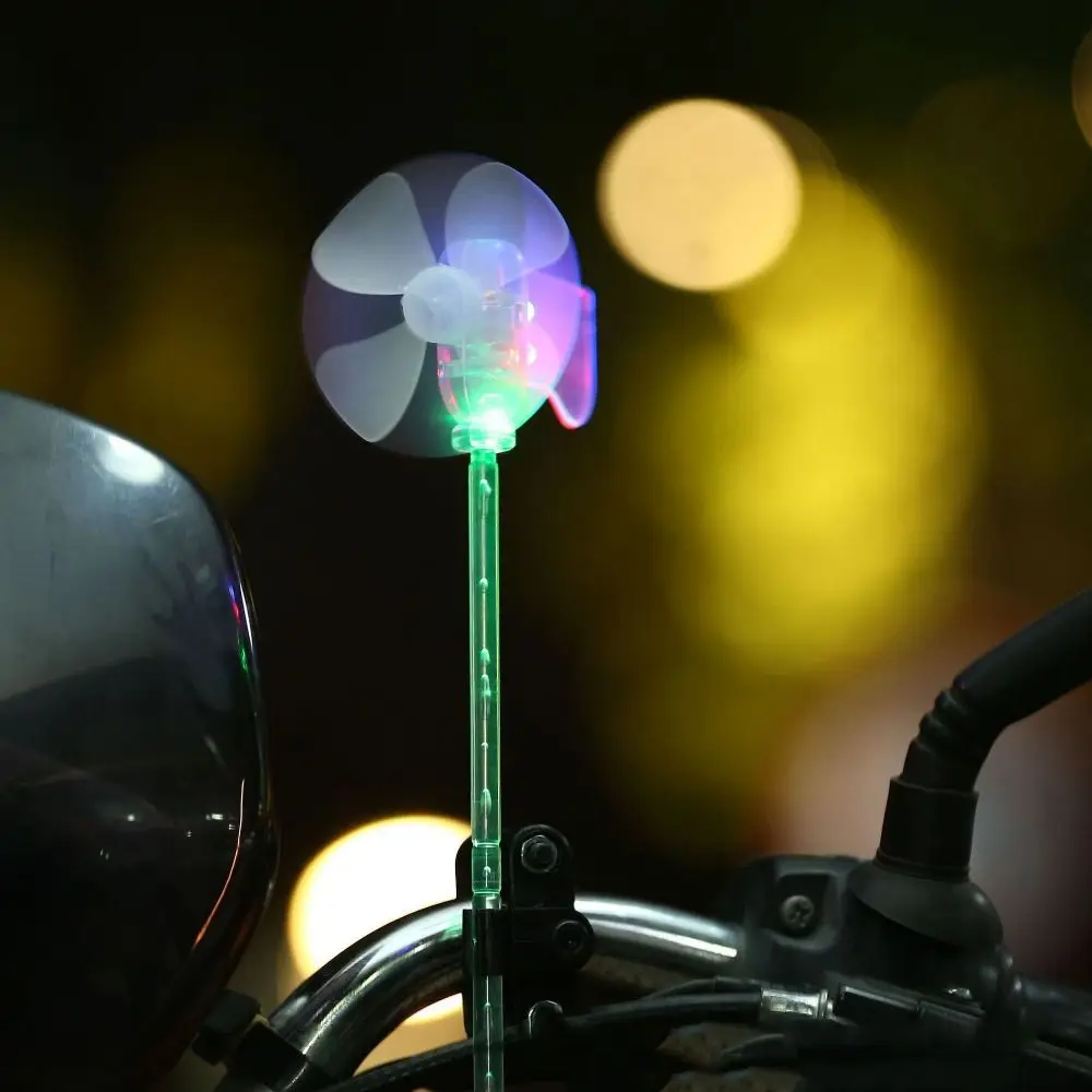 Wind Powered Mini Windmill LED Light Warning Effect Colorful LED Lamp Wind Energy Windmill Decoration Safe Riding Fashion