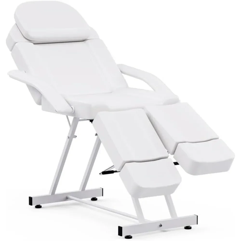 Multi-Purpose Tattoo Bed Chair Massage Table with Storage Pocket for Esthetician, Split Legs, Adjustable Length Angle, 3 Section