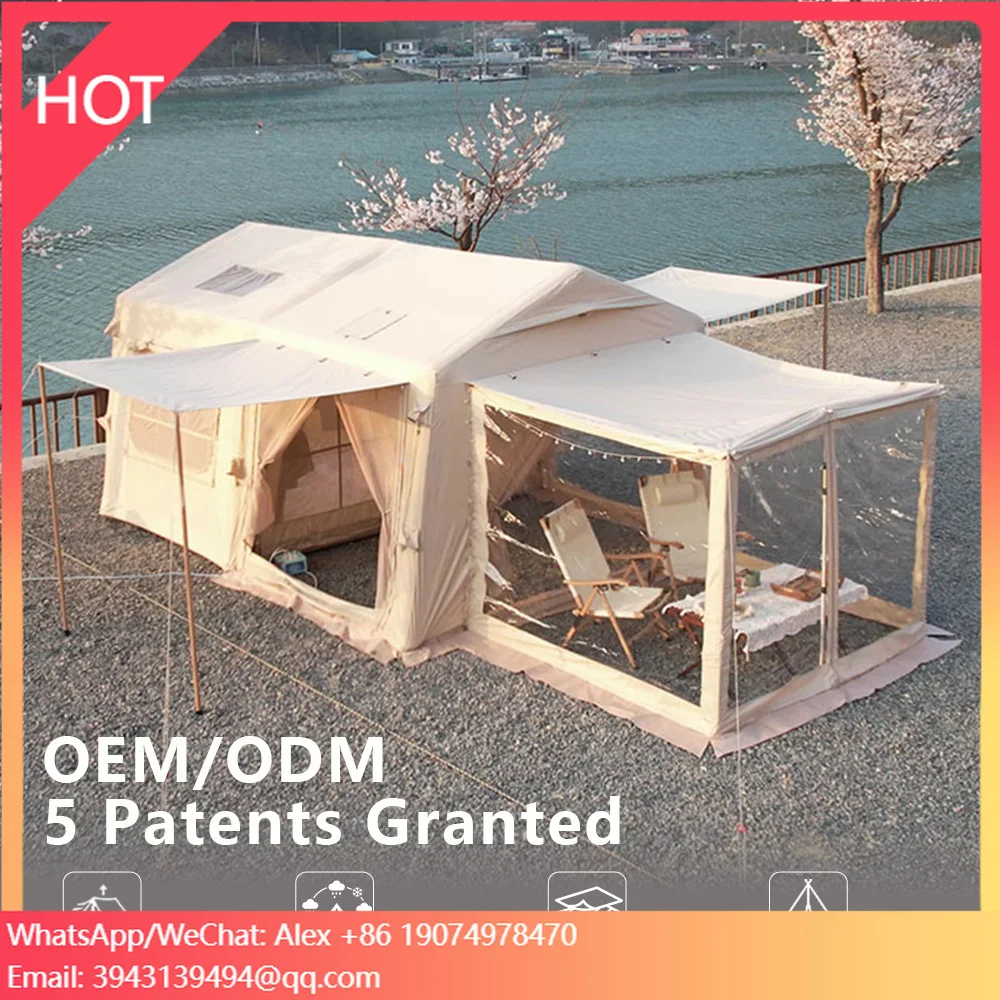 

Large Inflatable Ridge Tent With Vestibule 6-8 Person Waterproof & Windproof Family Camping Tent For Glamping & Export Events