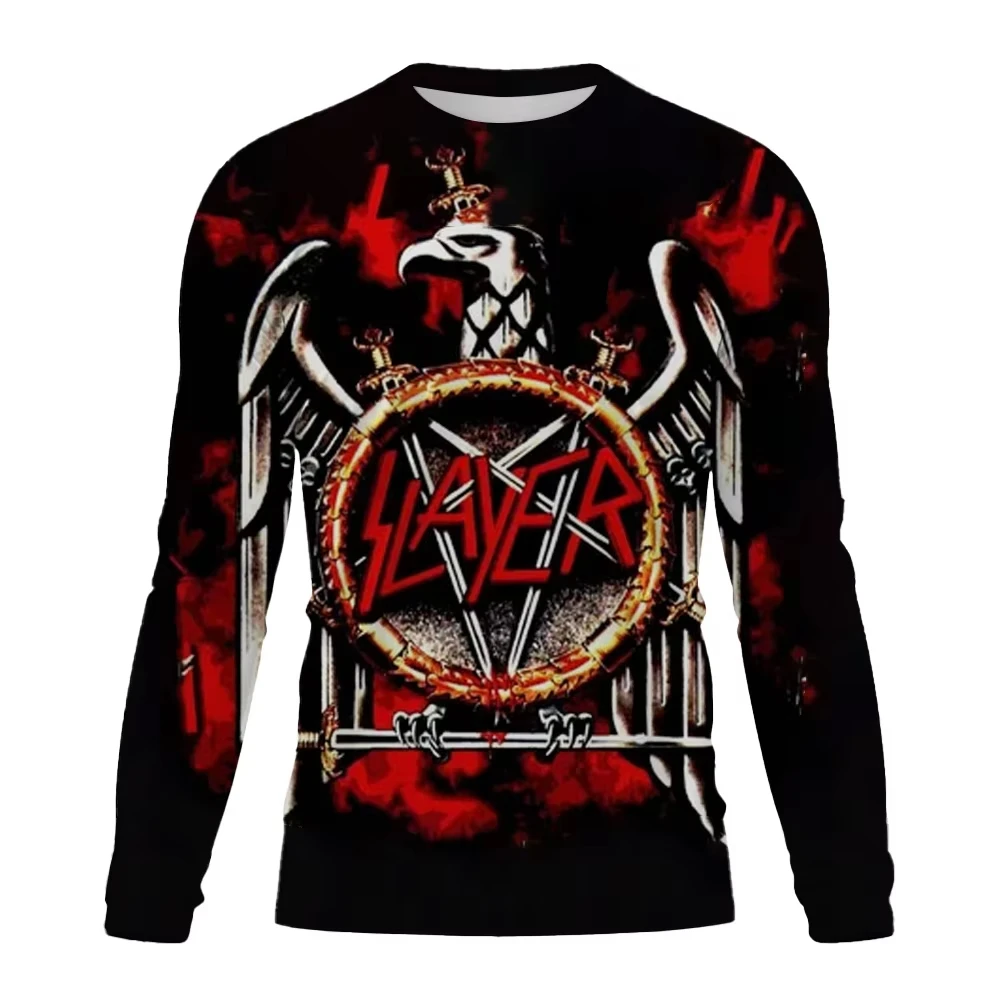 Men's Long Sleeve Tshirt 3D Rock Band Slayer Printed T-shirt For Men T Shirt Hip Hop Casual Oversized Tshirt Ropa hombre Top Tee