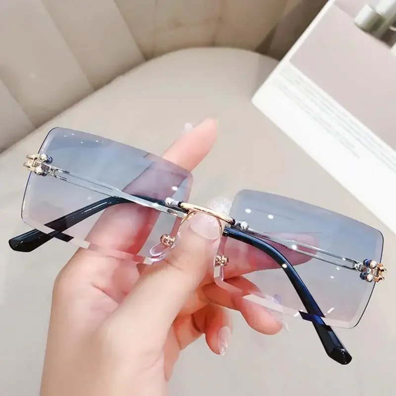 New square frameless trimmed sunglasses, European and American fashion sunglasses, street sunglasses