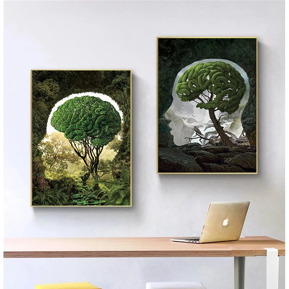 Landscape Surrealism Diamond Painting Tree Of Life Optical Illusion Diamond Mosaic Home Decor Brain Picture Cuadros Artwork