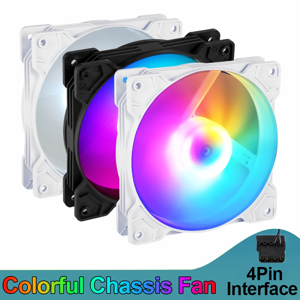 Colorful Chassis Fan Large 4PIN Air-cooled Silent Cooling Fan Desktop Computer Cooling Fan Ventilateur Cooling Case Radiator