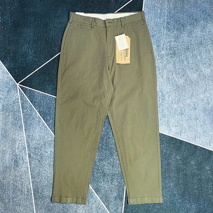 

Spring and Summer New American Retro Thin Solid Color Cargo Pants Men's 97% Cotton Washed Straight Casual Loose Tapered Trousers