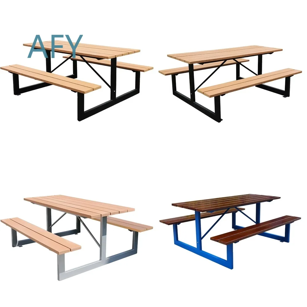 WPC Outdoor Picnic Table 180cm with Benches for Restaurant School Terrace Camping Dining Set for Garden Patio Backyard Use