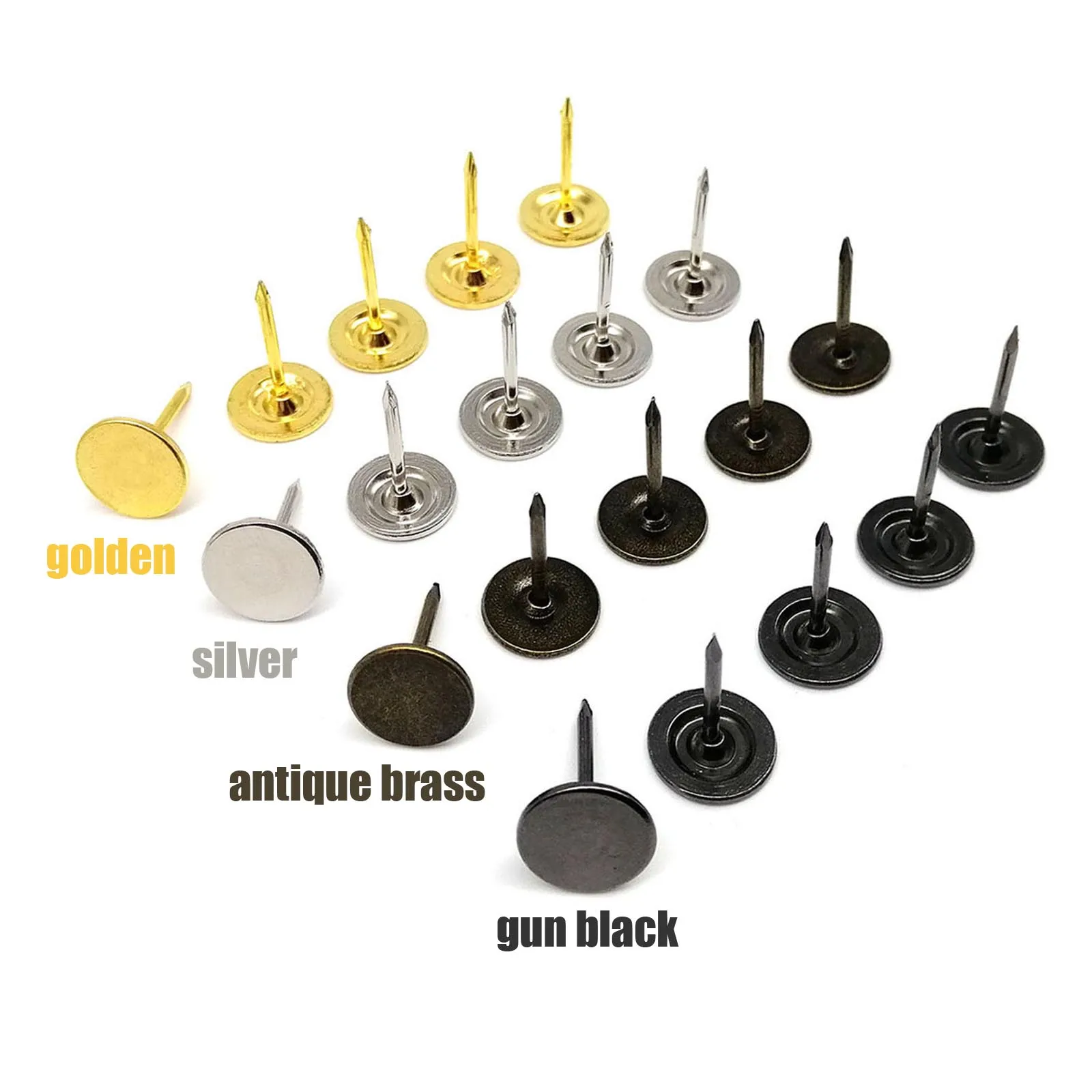 100pcs Flat Head Decorative Tack Stud Pushpin Upholstery Nail for Jewelry Chest Gift Case Box Wall Door Sofa Furniture Dia 11mm