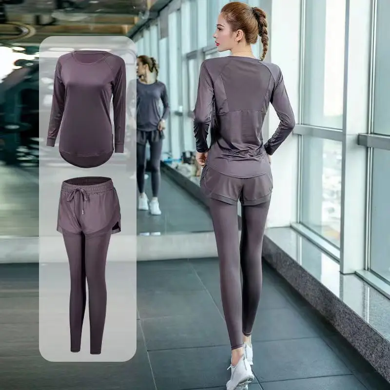 New Professional Long Sleeved Trousers Autumn Yoga Suit Sports Suit Loose Skinny Running Fast Drying Fitness Suit Women\'s Suit