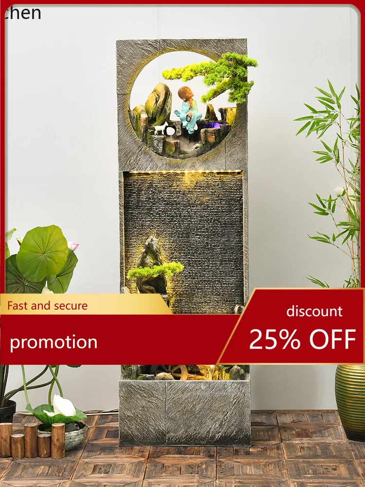 YFY  Water Curtain Wall Water Fountain Rockery Landscape Fortune Partition Screens Hallway Floor Ornaments