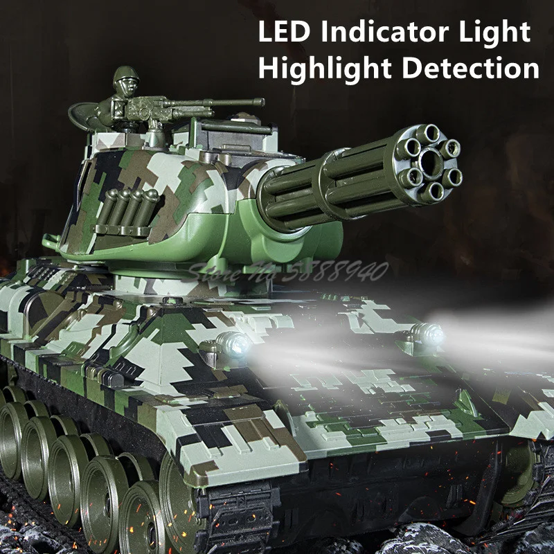 リモコン戦車との戦闘用弾丸発射 ソフト弾性スプレー360 °   回転シミュレーション喫煙機能付きワンキーデモRC戦車模型玩具
