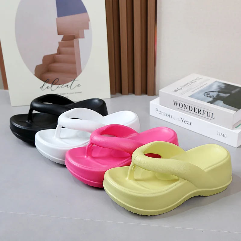 Litfun Female Outdoor Beach Shoes Bathroom Slides Fashion Thick Bottom Flip Flops Women Summer Indoor Home Platform Sandals