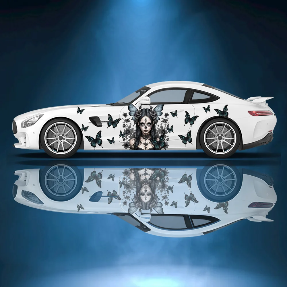 

Gothic Style Girl Butterfly Car Vinyl Wraps Decal Self-adhesive PVC Sticker Suitable for Trucks SUV Decoration Auto Accessories