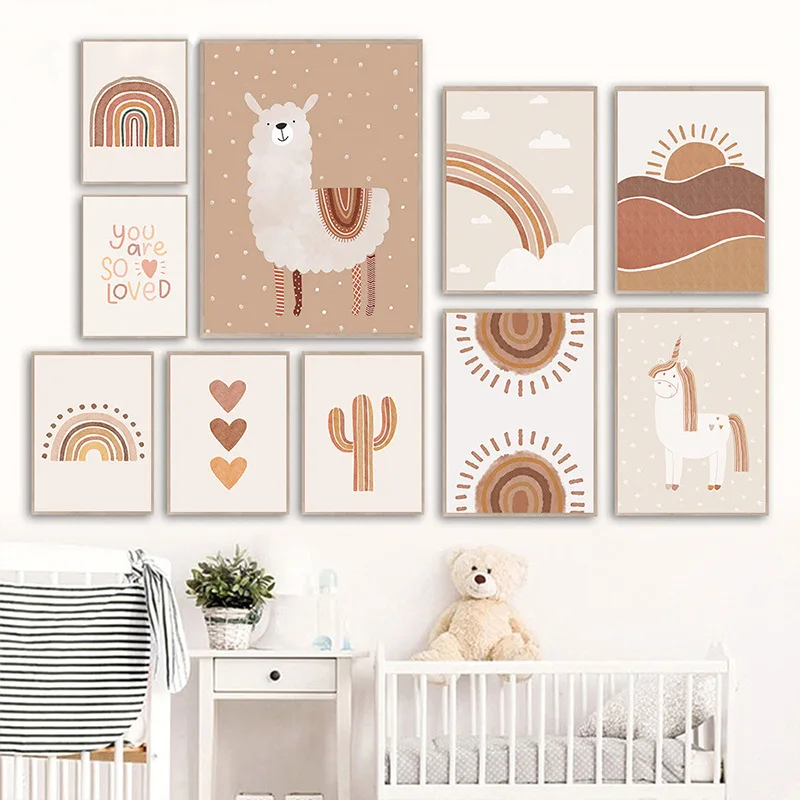 

Nordic Cute Cartoon Animal Canvas Painting Kids Room Wall Art Poster Nursery Bedroom Home Decoration Scandinavian Style Print